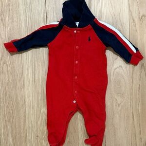 Ralph Lauren Red and Navy Baby Footie